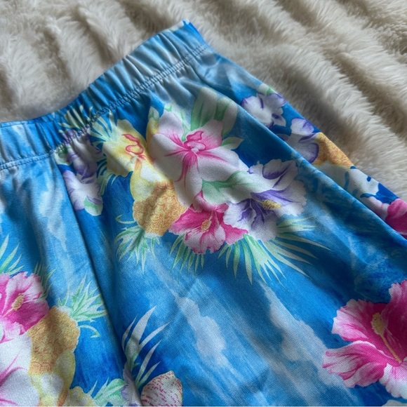 Vintage UjENA Light Blue Floral Pineapple Swim Cover Skirt Sz Small USA 80’s - Picture 2 of 5